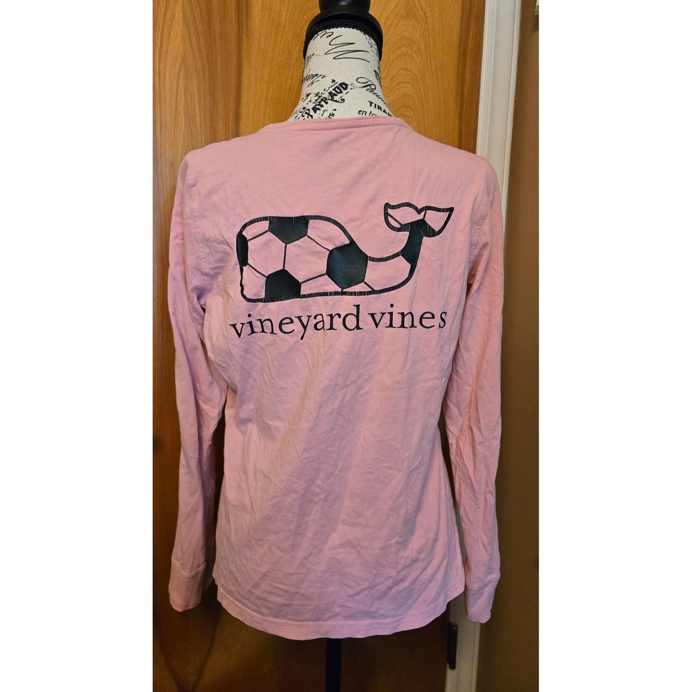 Vineyard Vines Soccer Whale Long Sleeve Pocket Shirt Womens Small Pink - Picture 2 of 13